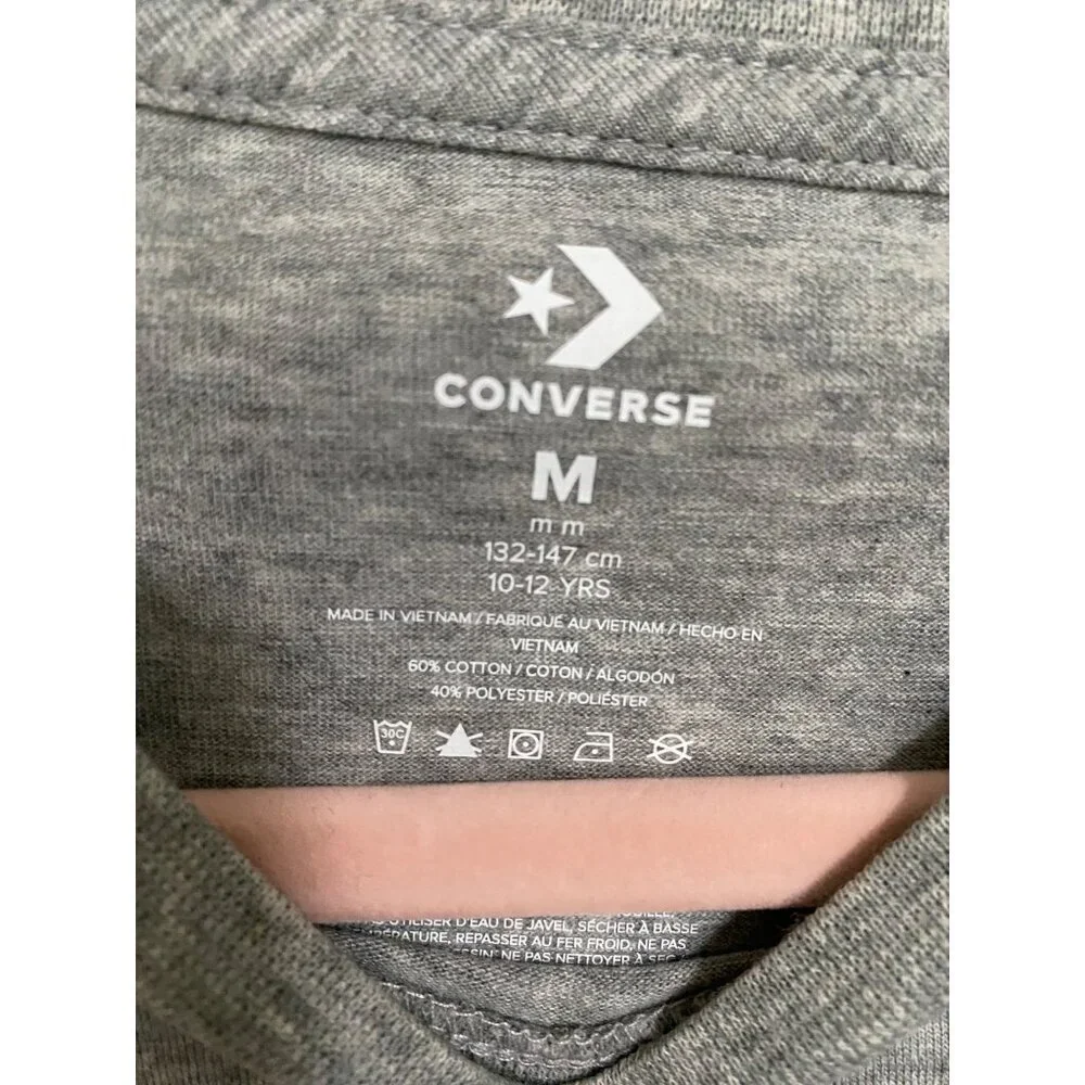 CONVERSE Boys Logo T- Shirt, Crewneck, Size M- 10-12 Years, Grey